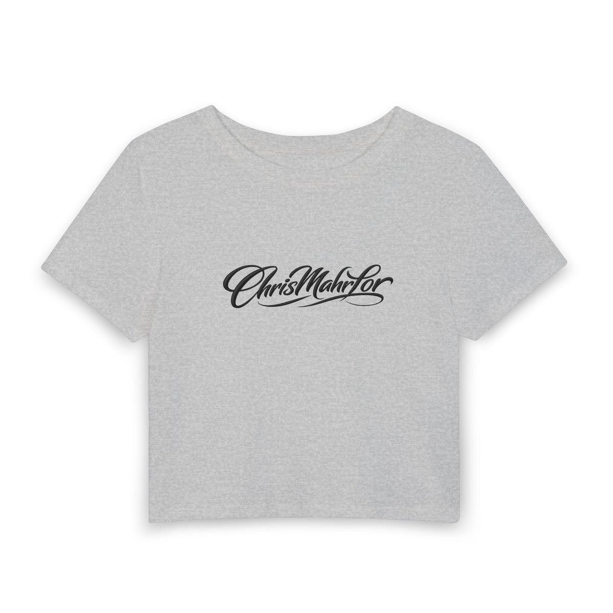 ChrisMahrLor Script Crop Tee — Women's Graphic Baby T-Shirt