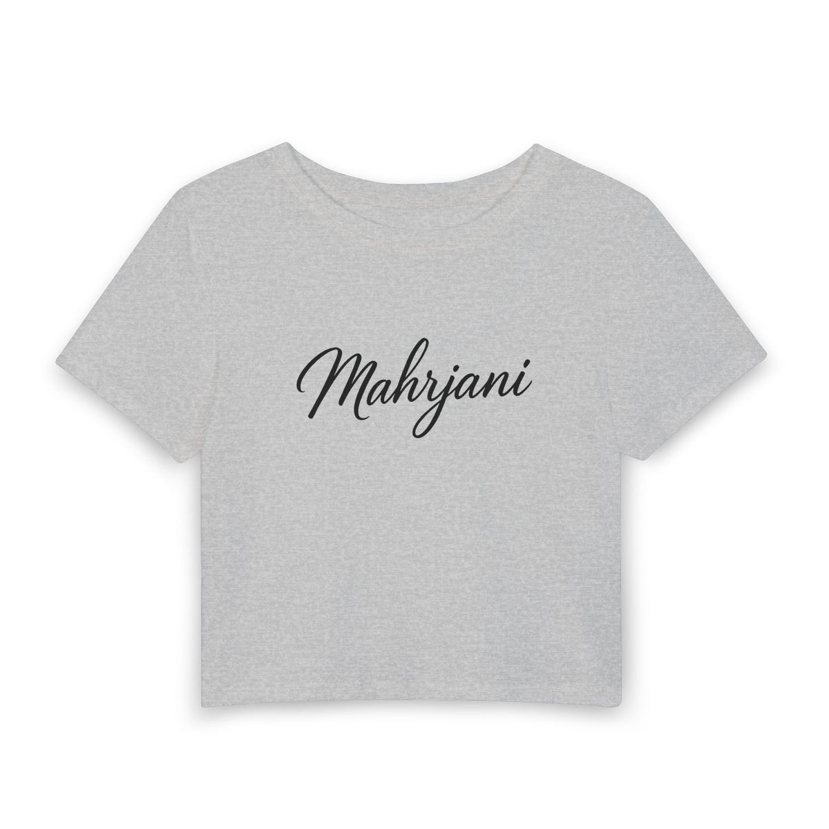 Mahrjani Script Crop Tee — Women's Name Graphic Baby Tee