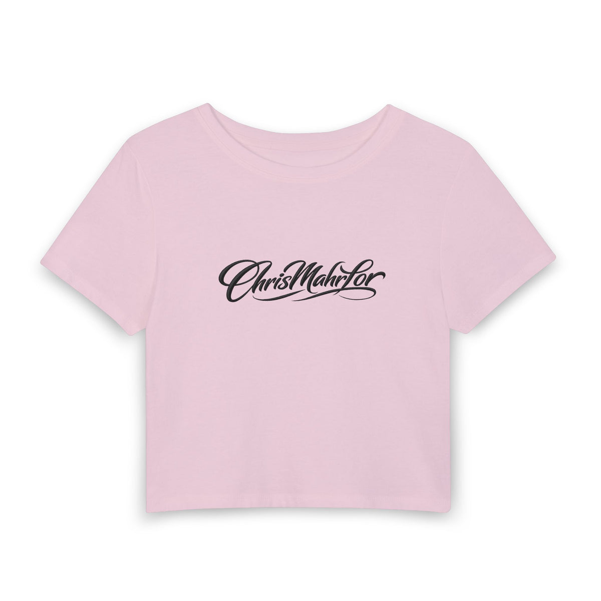 ChrisMahrLor Script Crop Tee — Women's Graphic Baby T-Shirt