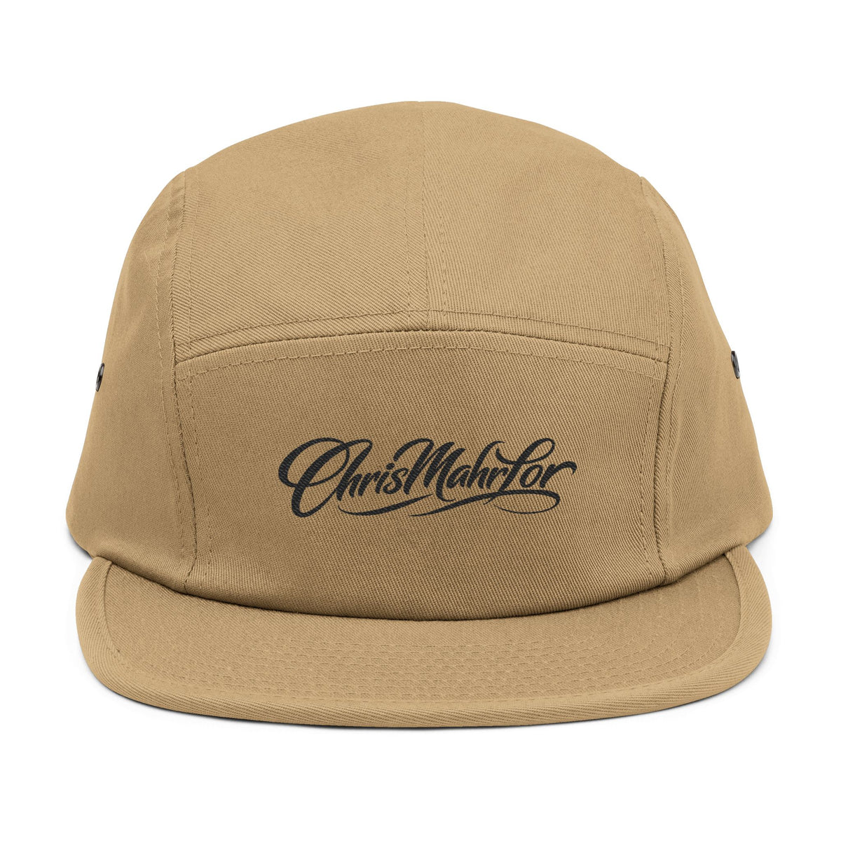 ChrisMahrLor Embroidered  5-Panel Cap — Khaki Adjustable Streetwear Hat