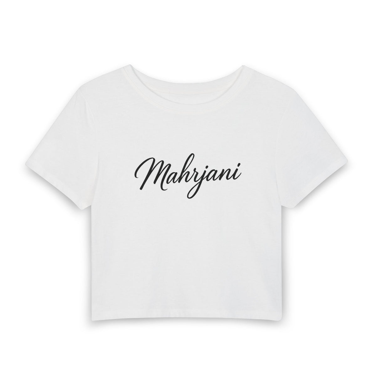 Mahrjani Script Crop Tee — Women's Name Graphic Baby Tee
